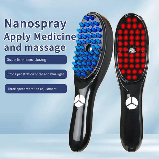 Electric Hair Growth Massage Comb LED Scalp Massager with Spray Atomizer